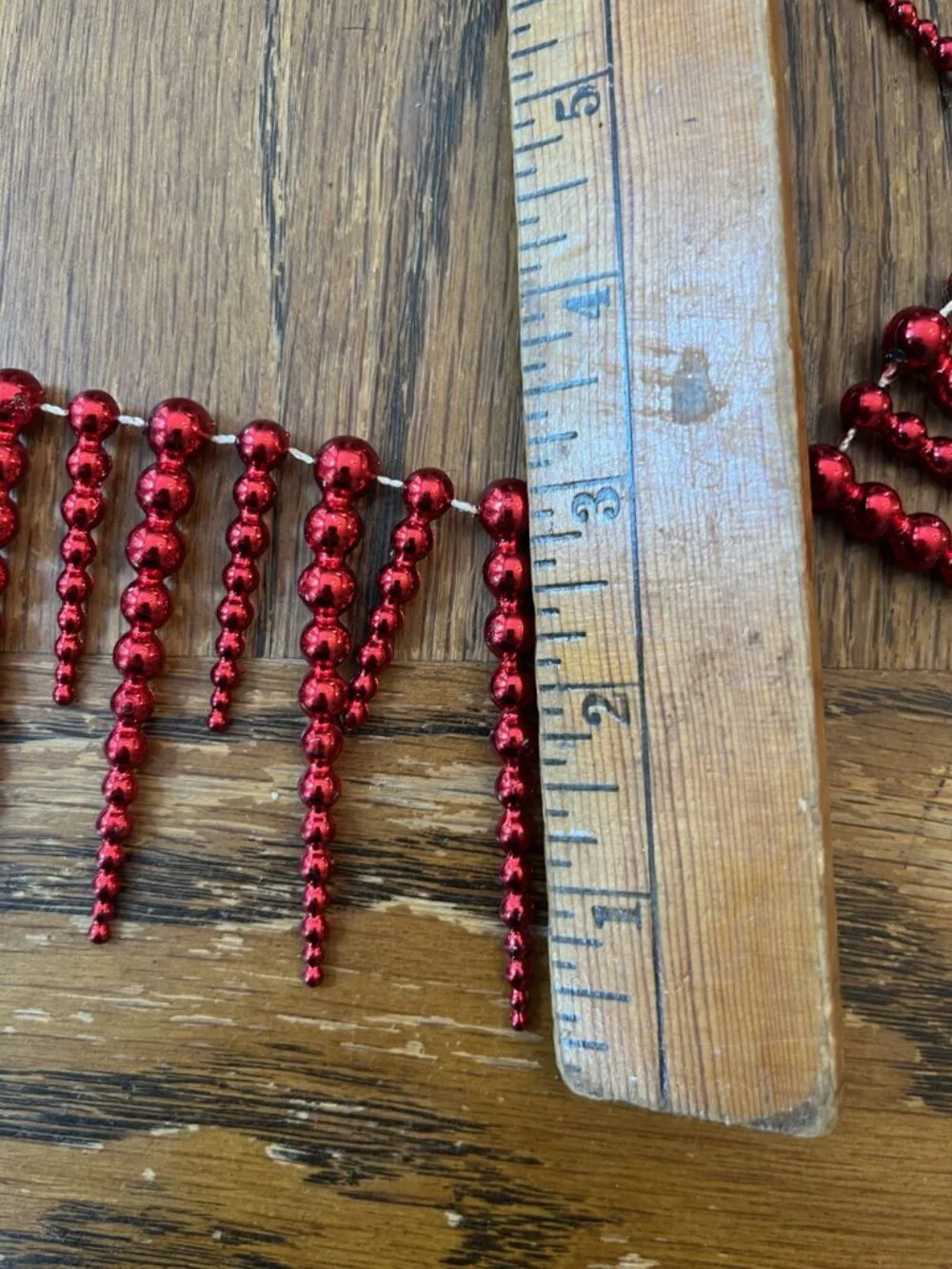 Vintage Red Plastic Icicle Garland Christmas Tree Decoration 5ft